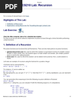 CS210 Lab: Recursion: Prelab Questions