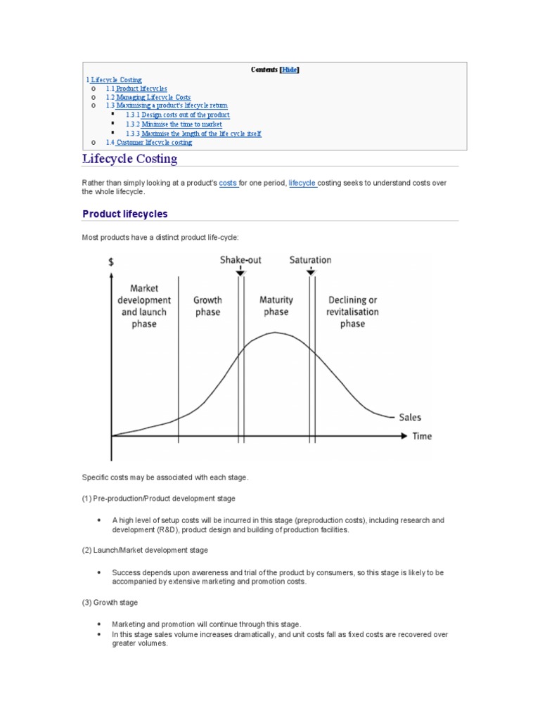 Product Life Cycle Costing | PDF | Profit (Economics) | Life Cycle ...
