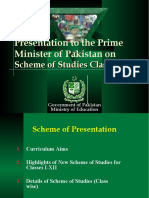 Presentation To The Prime Minister of Pakistan On: Scheme of Studies Classes I-XII