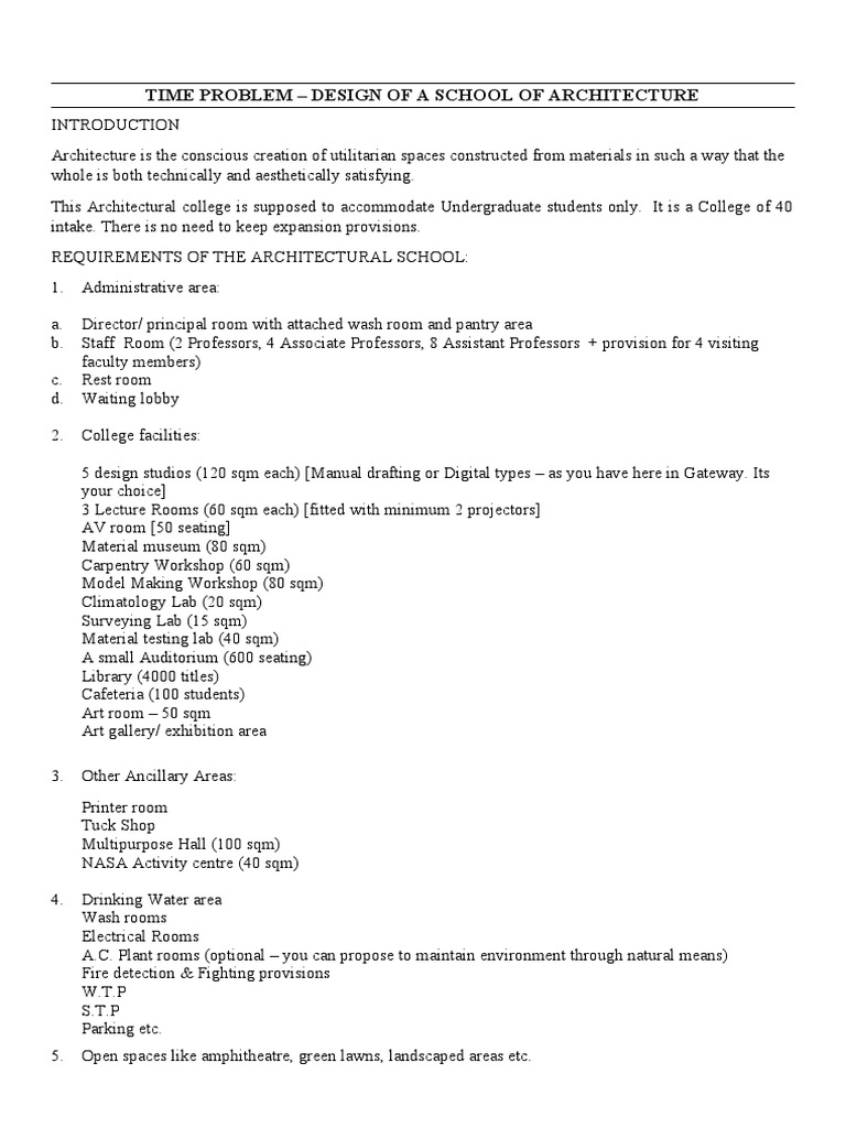 Design Breif - School of Architecture - 11.08.2016 | PDF