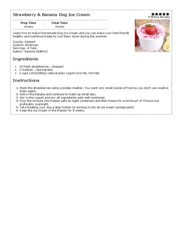 Homemade Strawberry Banana Dog Ice Cream | PDF