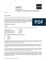 Examiner's Report: For CBE and Paper Exams Covering July To December 2013