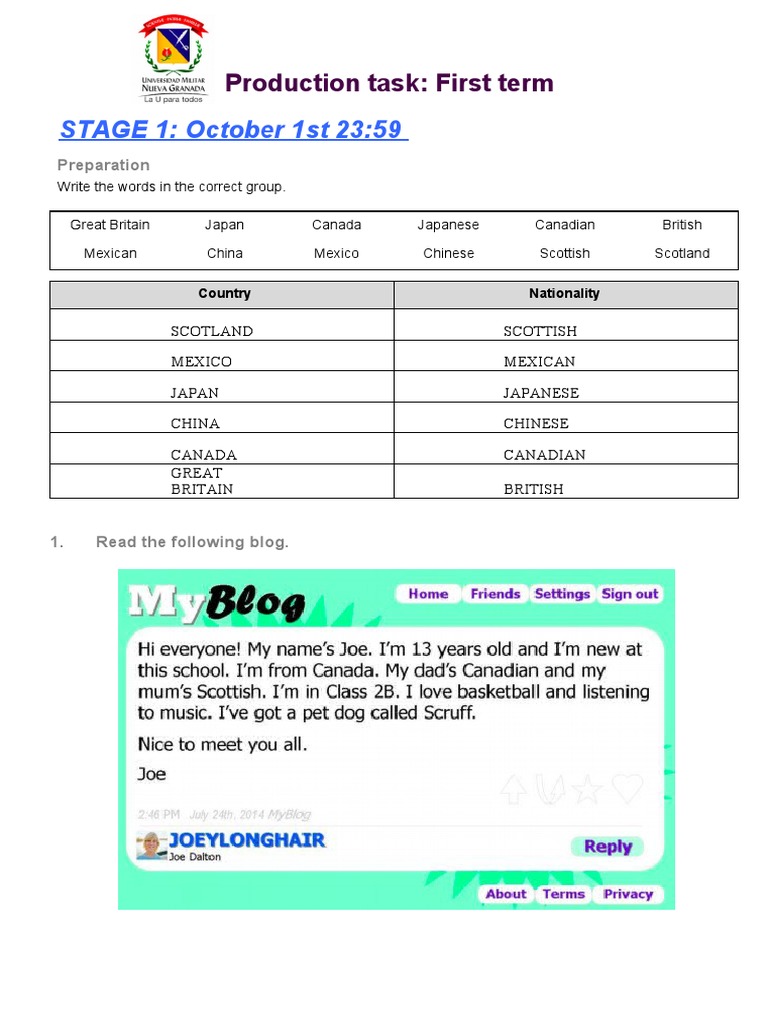 English Language Production Task Guide | PDF