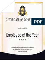 Certificate of Achievement: Employee of The Year 2019