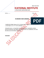 SSA Educational Institute .Net Trainer Reference Letter