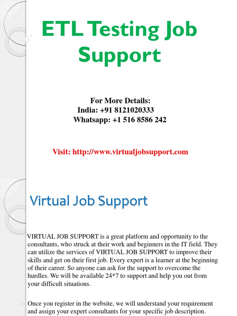 ETL TESTING Job Support PDF PDF Data Information Technology Management