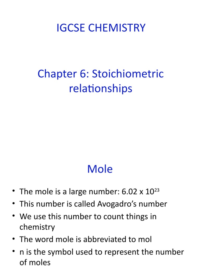 Igcse Chemistry PDF Mole (Unit) Molecular Mass