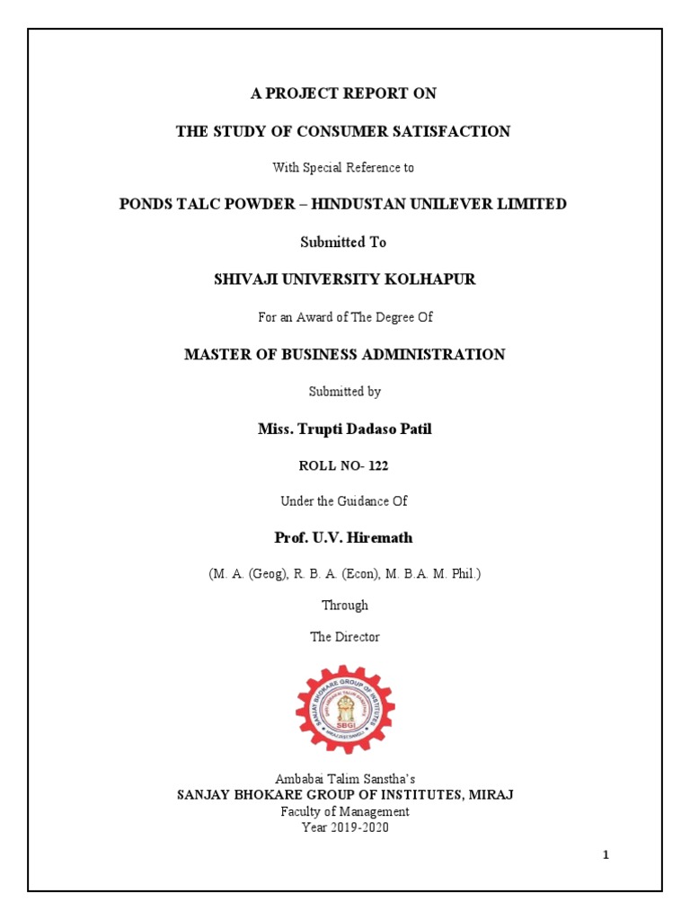A Project Report On The Study of Consumer Satisfaction: Submitted To ...
