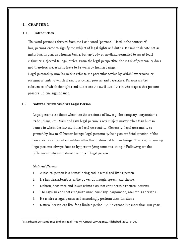 An InDepth Analysis of the Legal Status of Natural Persons, Legal