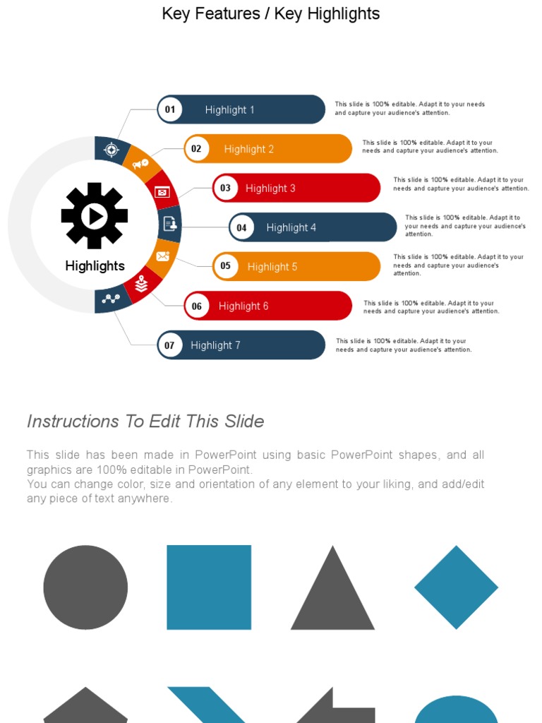 Features Highlights Free PPT Template | PDF | Icon (Computing ...