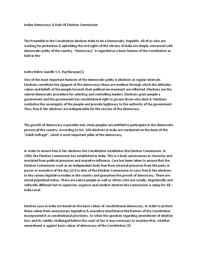 Indian Democracy - Role of Election Comm | PDF | Elections | Voting
