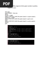 Write A PL/SQL Program To Find A Given Number Is Positive, Negative or Zero