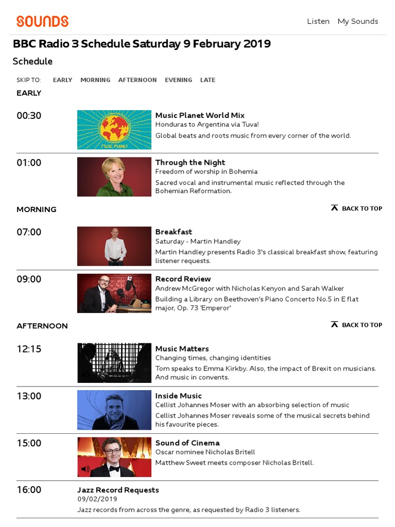 BBC Radio 3 Schedules, 09 Saturday February 2019 PDF Concerto Cello