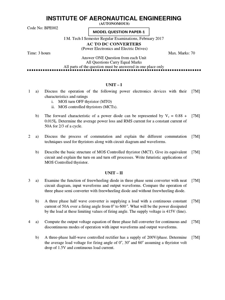 AC TO DC CONVERTERS Paper 1 PDF PDF Power Electronics Electrical