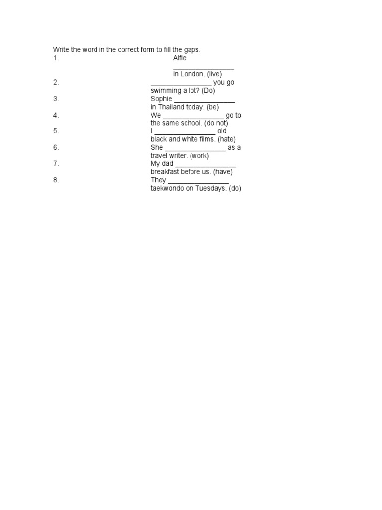 Verb Form Practice Worksheet | PDF | Language Arts & Discipline