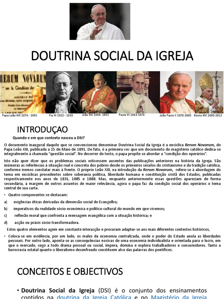 A origem e evolução da Doutrina Social da Igreja | PDF | Ensino social ...