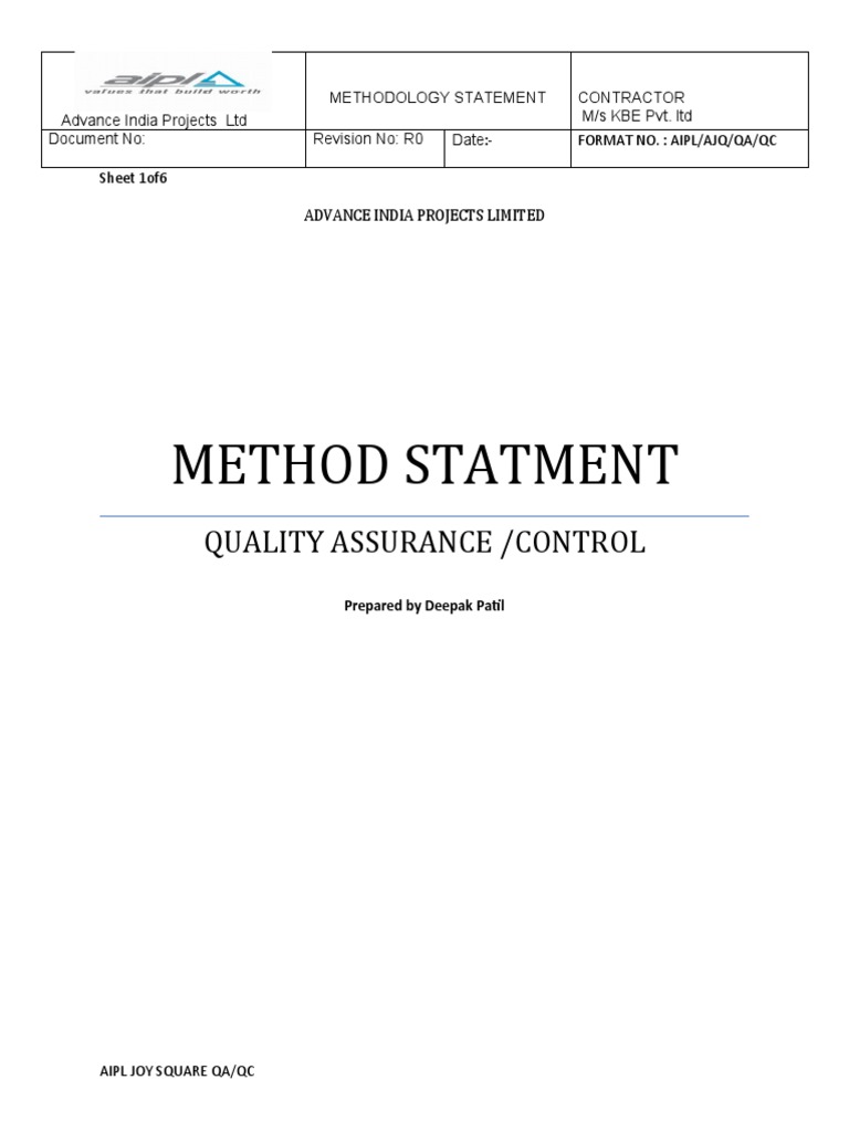 RCC and PCC Method Statement | PDF | Construction Aggregate | Concrete
