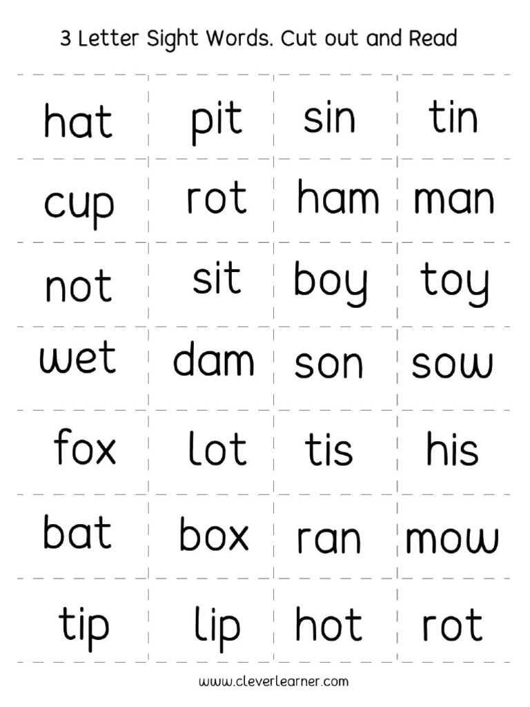 Three Letter Words Preschool Activity Worksheets 01E Pdf | Pdf