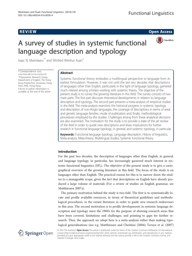 A Survey of Studies in Systemic Functional Language Description and ...