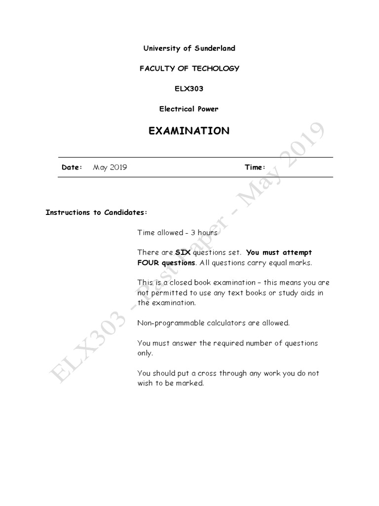ELX303 - Past Paper - May 2019 PDF | PDF | Rectifier | Alternating Current