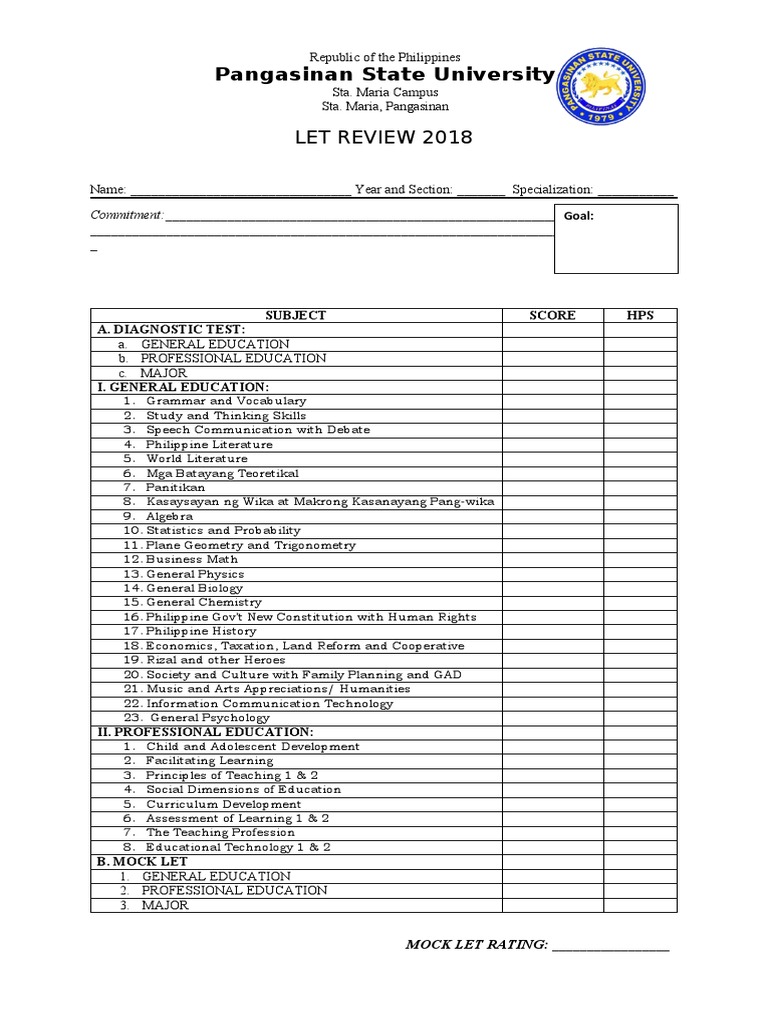 Pangasinan State University: Let Review 2018 | PDF | Career & Growth ...