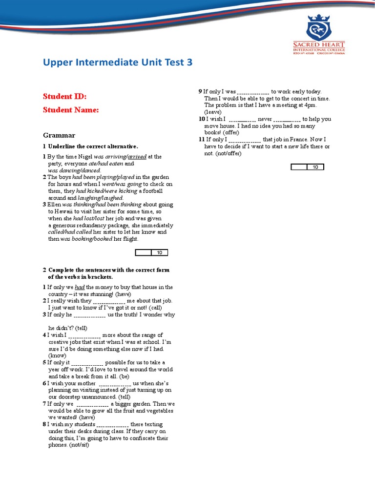 Speakout Progress Test Unit 3 Upper Intermediate | PDF