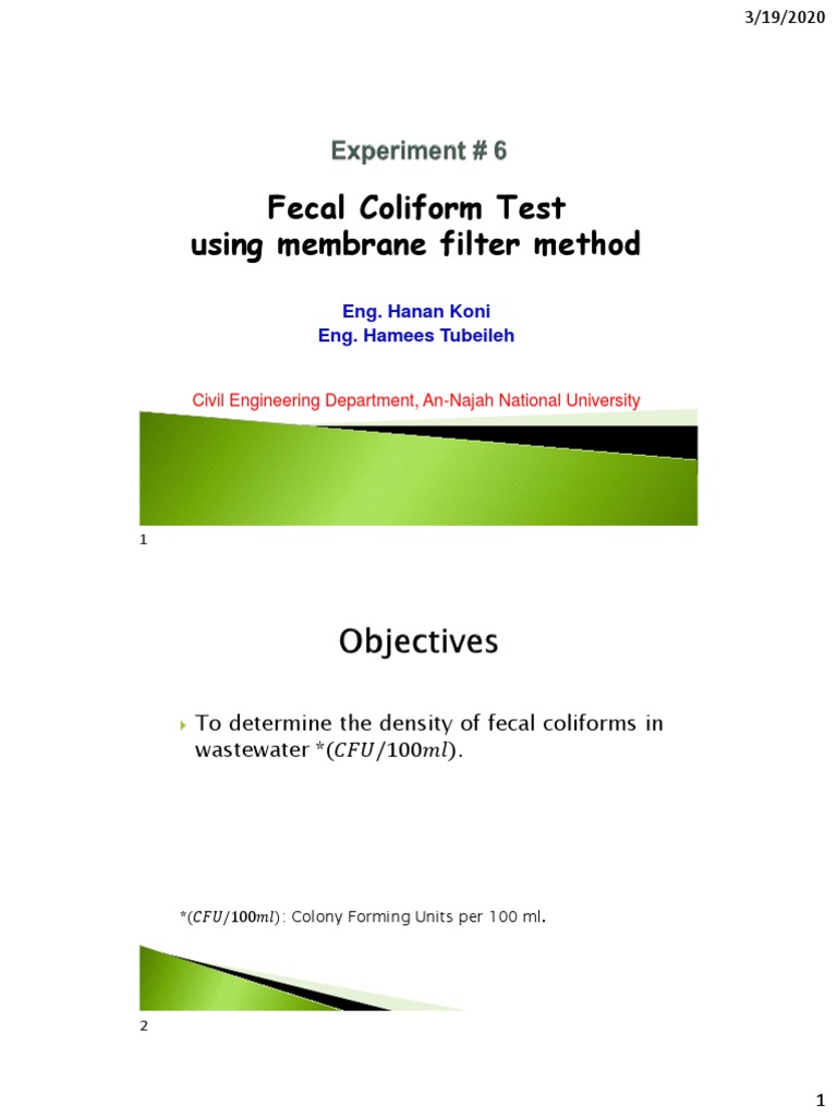 EXP 6 - Fecal Coliform Test - Student | PDF | Public Health | Water ...