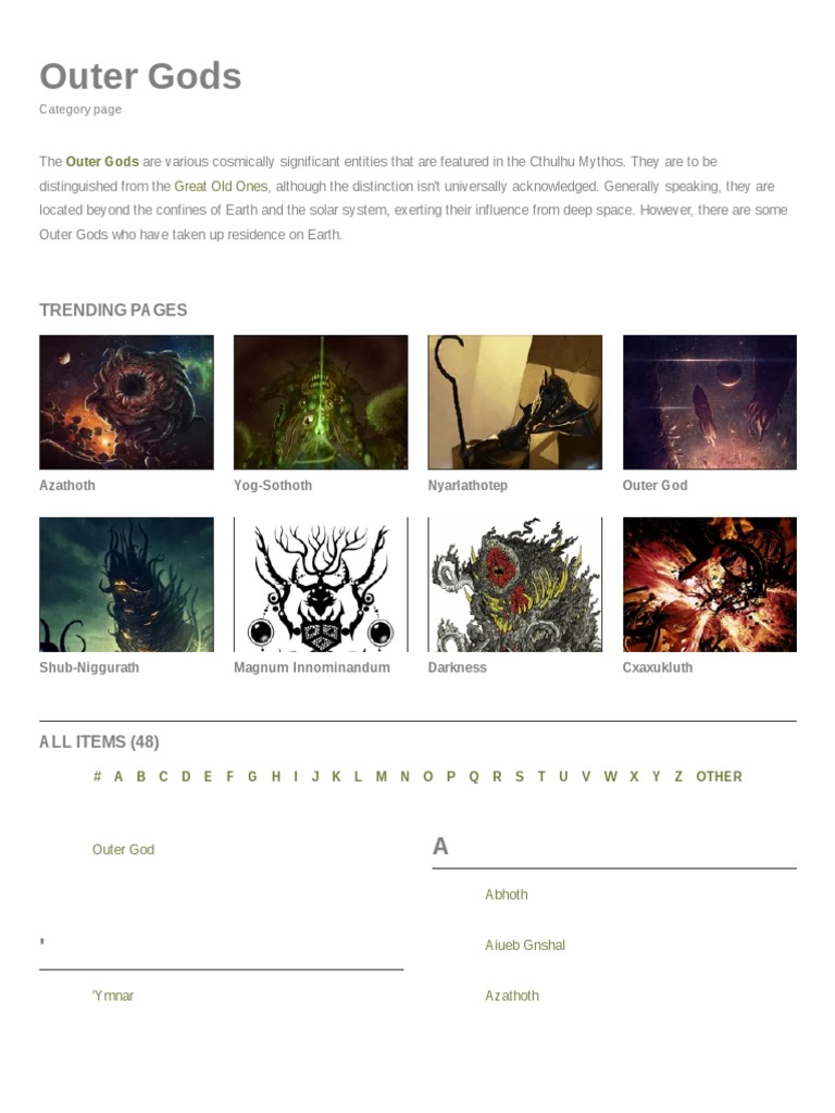 Category - Outer Gods - The H.P. Lovecraft Wiki - Fandom | PDF