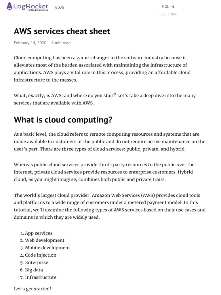 AWS Services Cheat Sheet LogRocket Blog PDF PDF Amazon 
