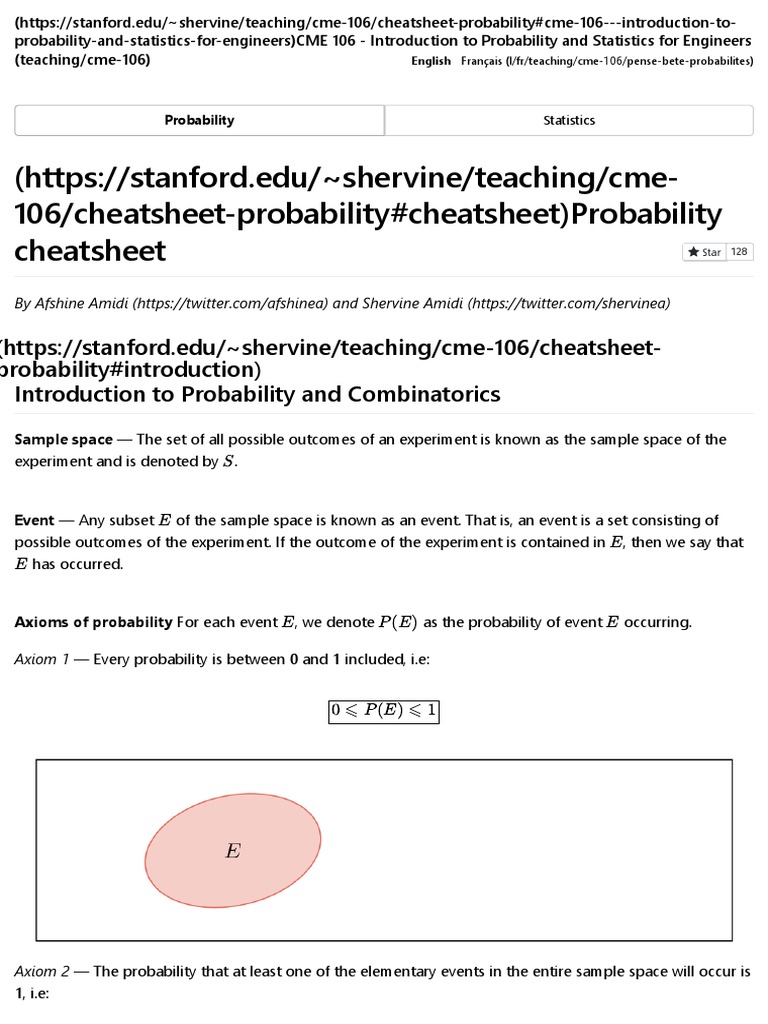 Probability and Statistics Cheat Sheet | PDF | Probability Theory ...
