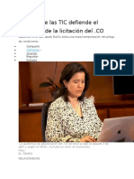 Ministra de Las TIC Defiende El Resultado de La Licitación Del