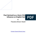Paul Gerhardt As A Hymn Writer and His Influence On English Hymnody by Theodore Brown Hewitt