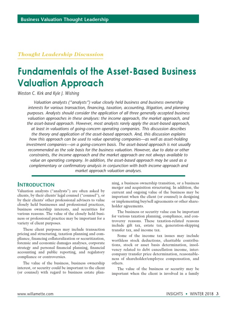 Asset-Based Business Valuation Insights | PDF