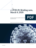COVID-19: Briefing Note, March 9, 2020: A Range of Outcomes Is Possible. Decision Makers Should Not Assume The Worst