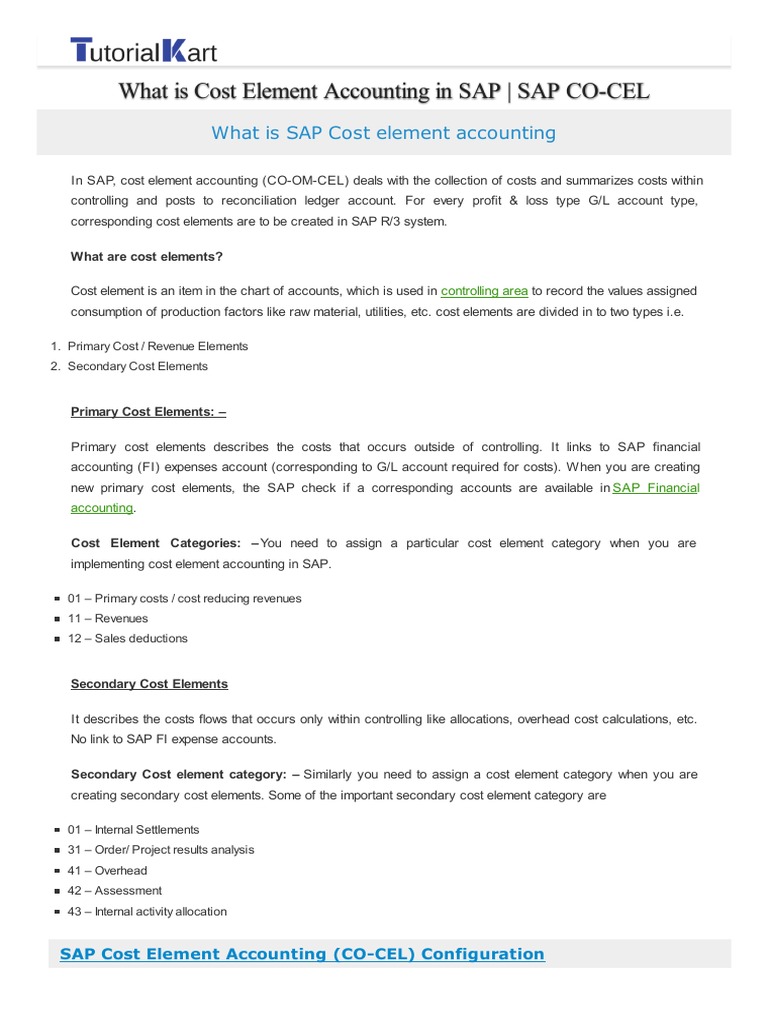 Understanding SAP Cost Element Accounting | PDF | Cost | Expense
