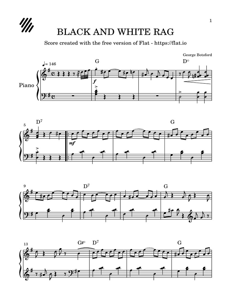 The Black And White Rag : Black and White Rag Sheet Music for Piano – INCV