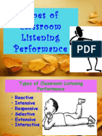 Types of Classroom Listening Performance