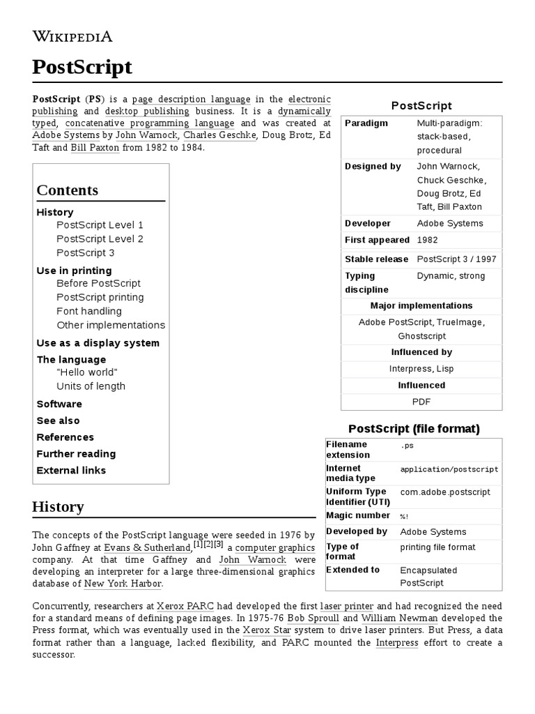 Postscript: Postscript (PS) Is A Page Description Language in The ...