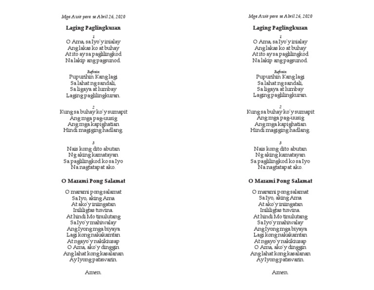 Awit 24,25,26APR2020 | PDF
