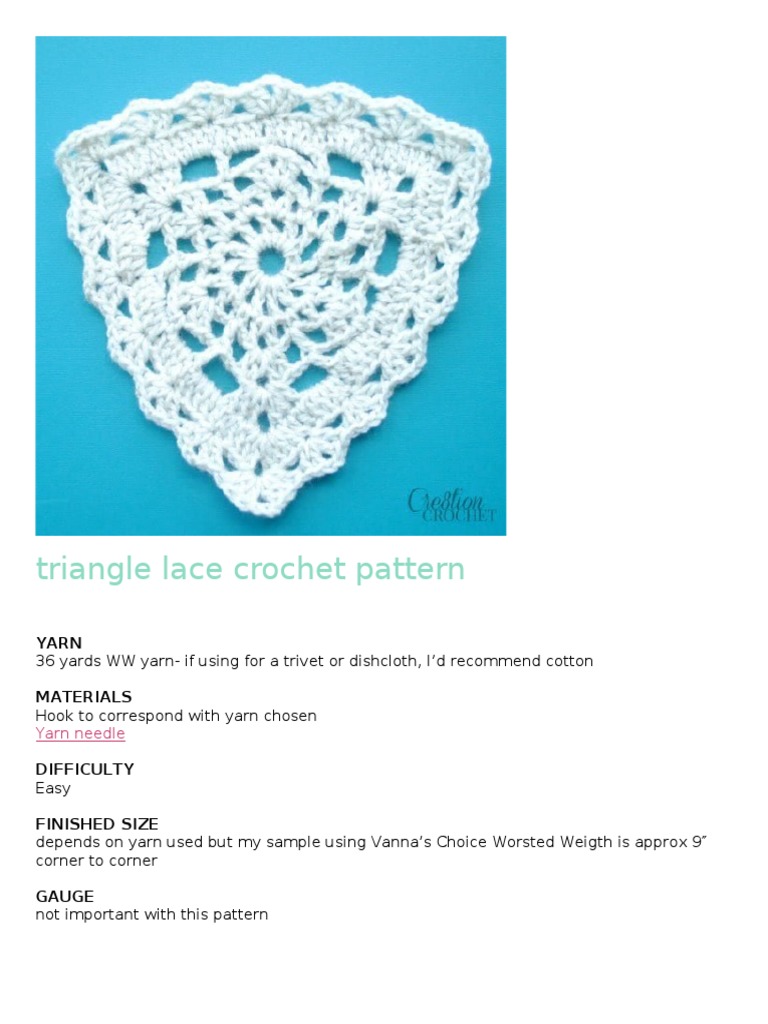Easy Triangle Lace Crochet Pattern | PDF | Home & Garden | Science ...