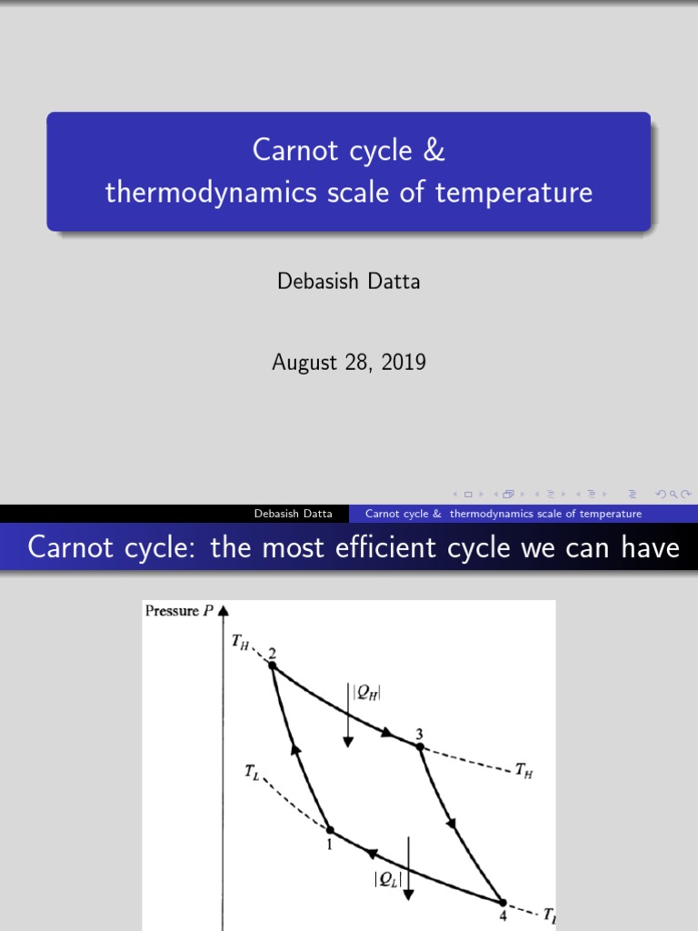 Carnot Cycle and Thermodynamics Scale of Temperature | PDF ...
