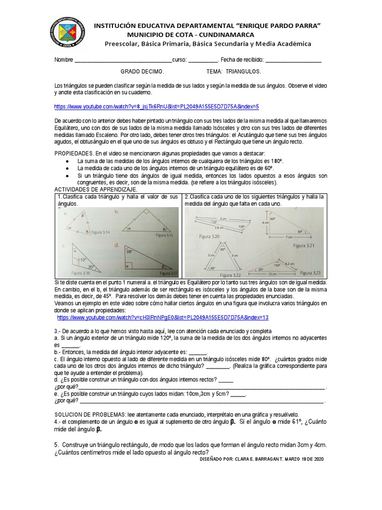 Clasificación y Propiedades de Triángulos | PDF | Triángulo | Geometría ...