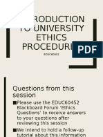 Introduction To University Ethics Procedures