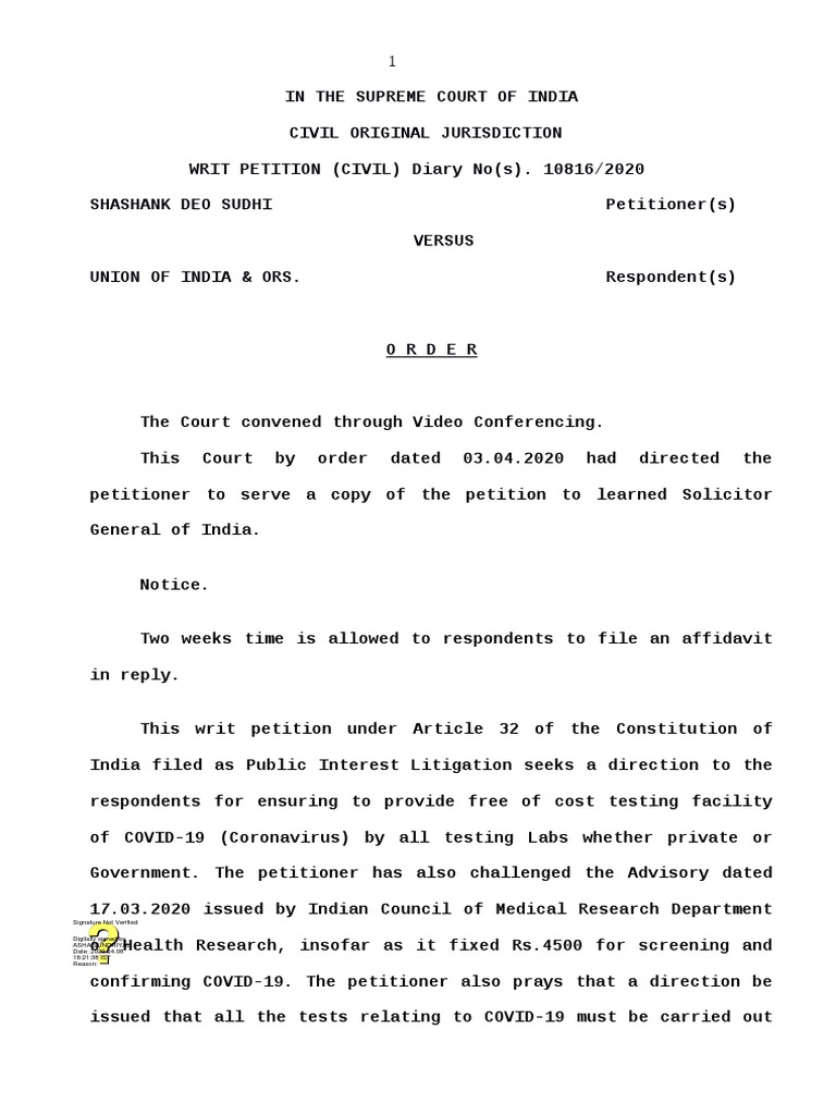 Free Testing Order | PDF | World Health Organization | Judiciaries