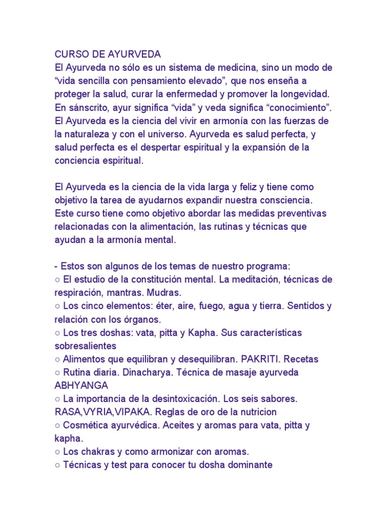 Curso de Ayurveda | PDF