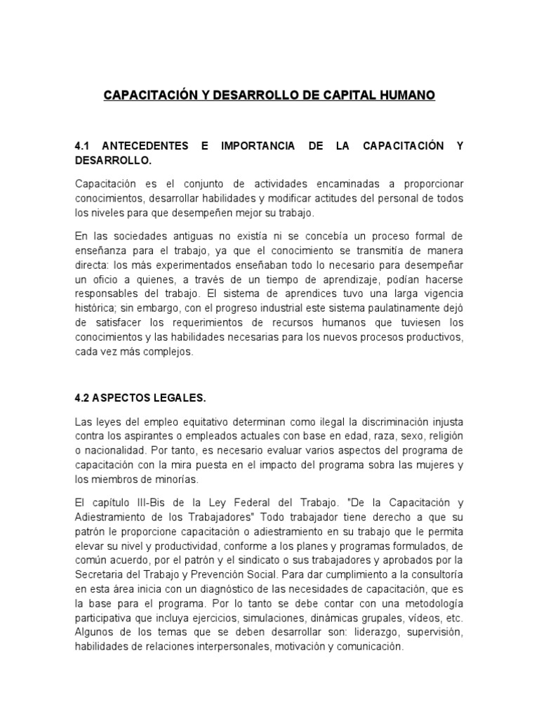 Capacitación y Desarrollo del Capital Humano | PDF | Gestión de ...