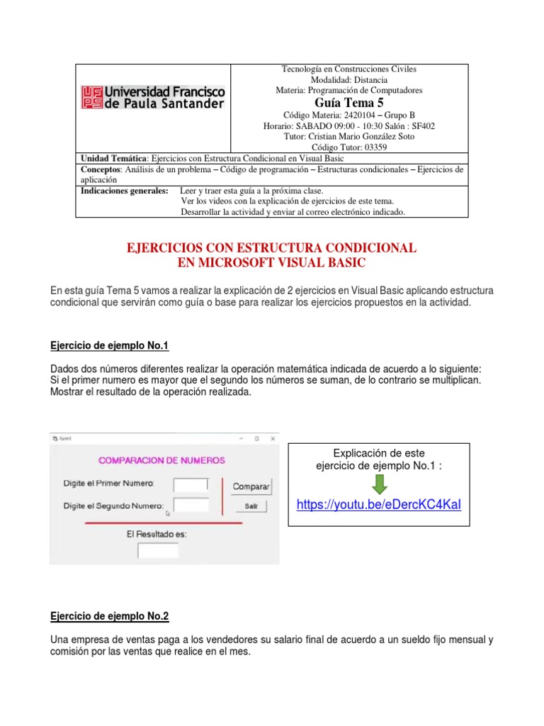 Guia Tema 5 - Ejercicios Con Estructura Condicional Grupo B PDF | PDF ...
