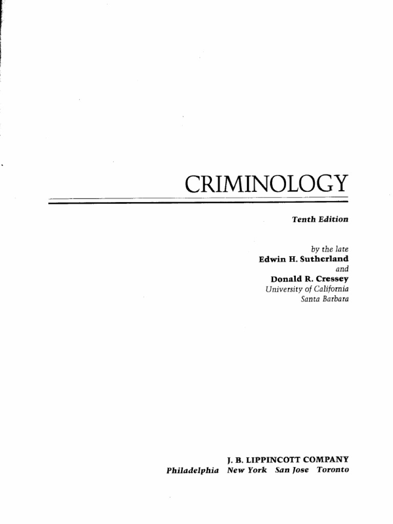 SUTHERLAND&CRESSEY - 1978 - Criminology by Edwin H. Sutherland, Donald ...