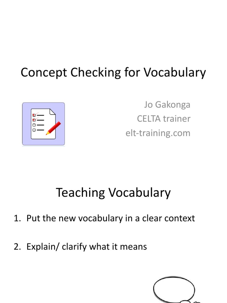 Concept Checking For Vocabulary Celta Training Pdf Vocabulary
