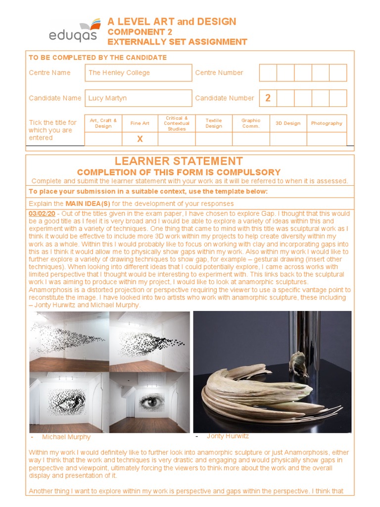 A Level Art: Exploring Gaps in Design | PDF | Art Media | Cognition